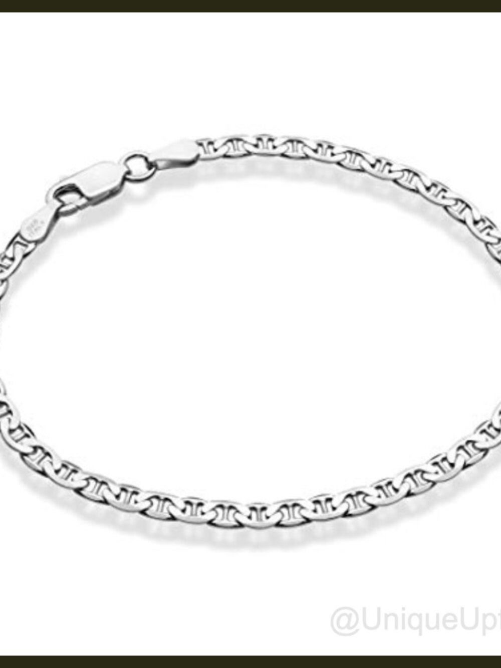 Italian 925 Sterling Silver Mariner Anklet 3mm 9 Inch Lobster Clasp